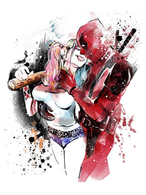 deadpool-harley-quinn-kiss-unique-drawing